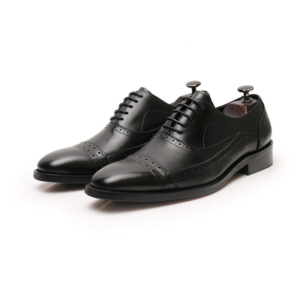 British cowhide polished brogue engraved leather Oxford shoes - Image 3