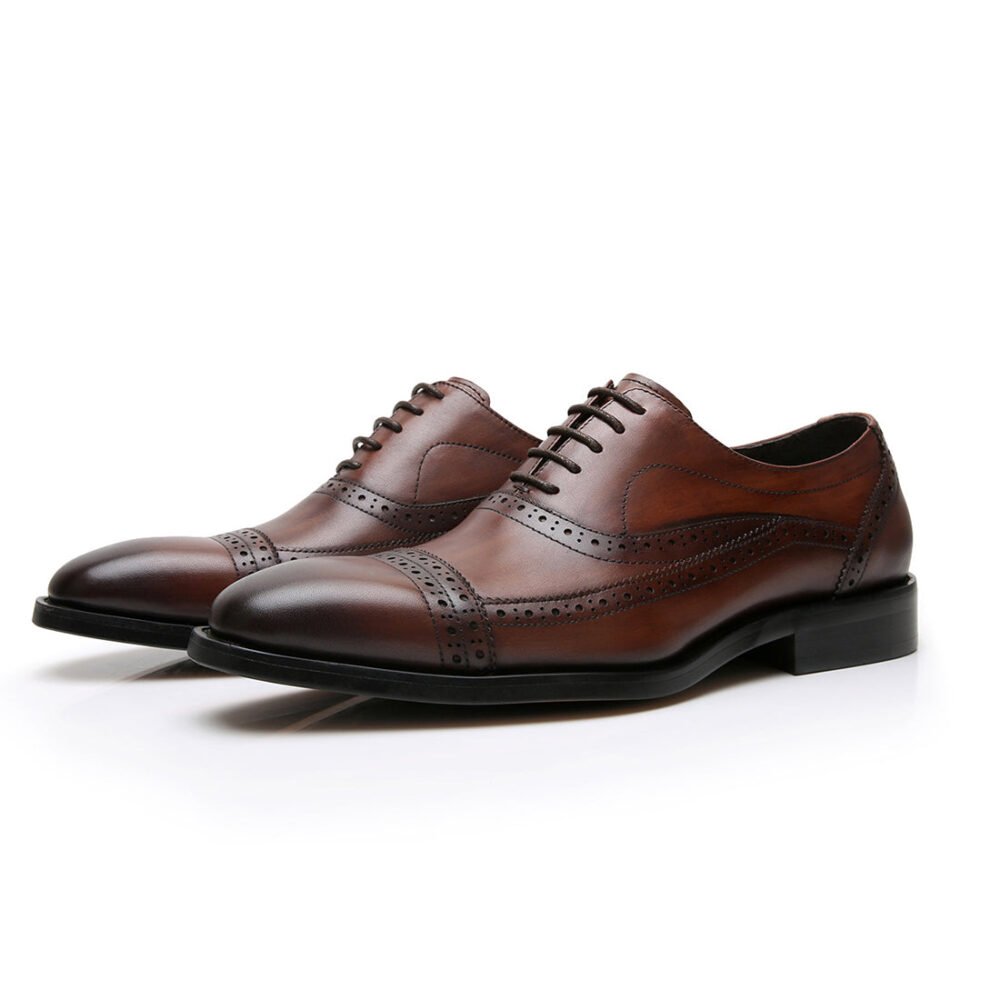 British cowhide polished brogue engraved leather Oxford shoes - Image 4