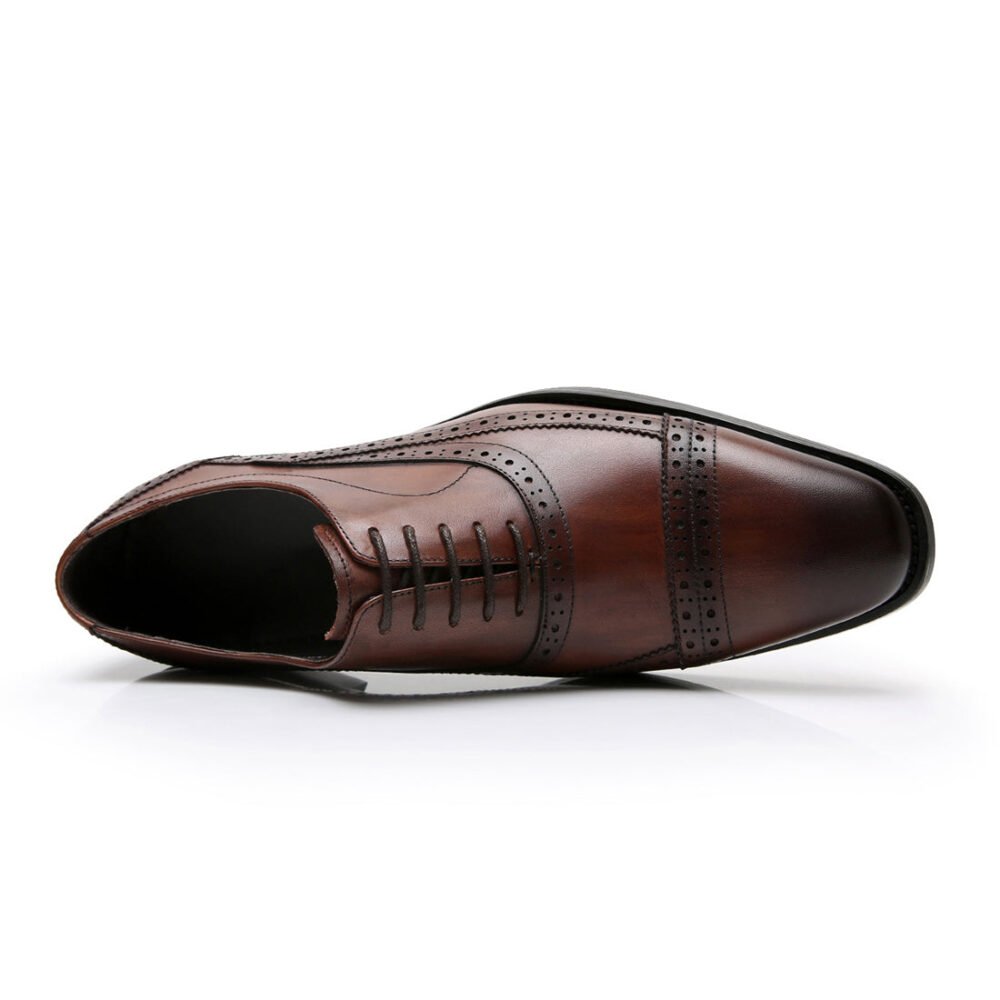 British cowhide polished brogue engraved leather Oxford shoes - Image 7