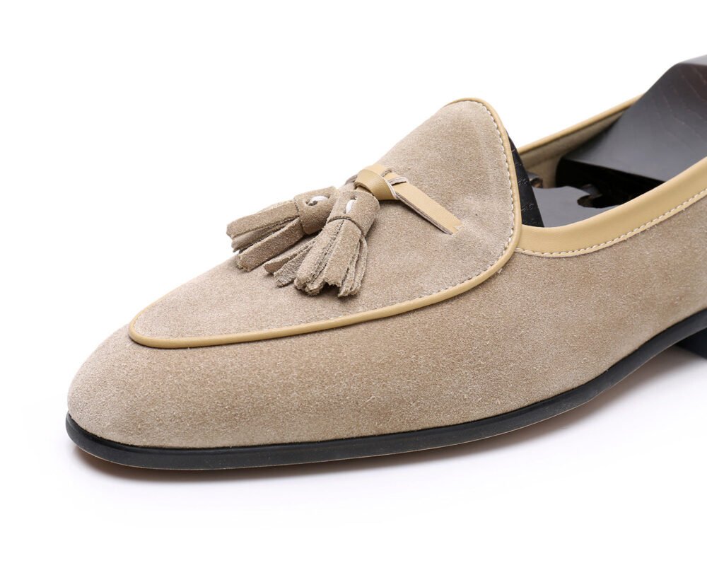 British retro handmade leather fringed slip-on loafers - Image 7