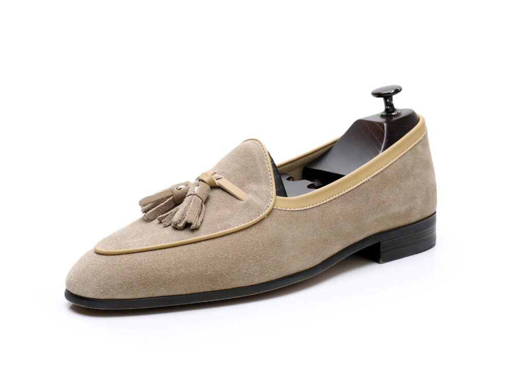 British retro handmade leather fringed slip-on loafers - Image 9